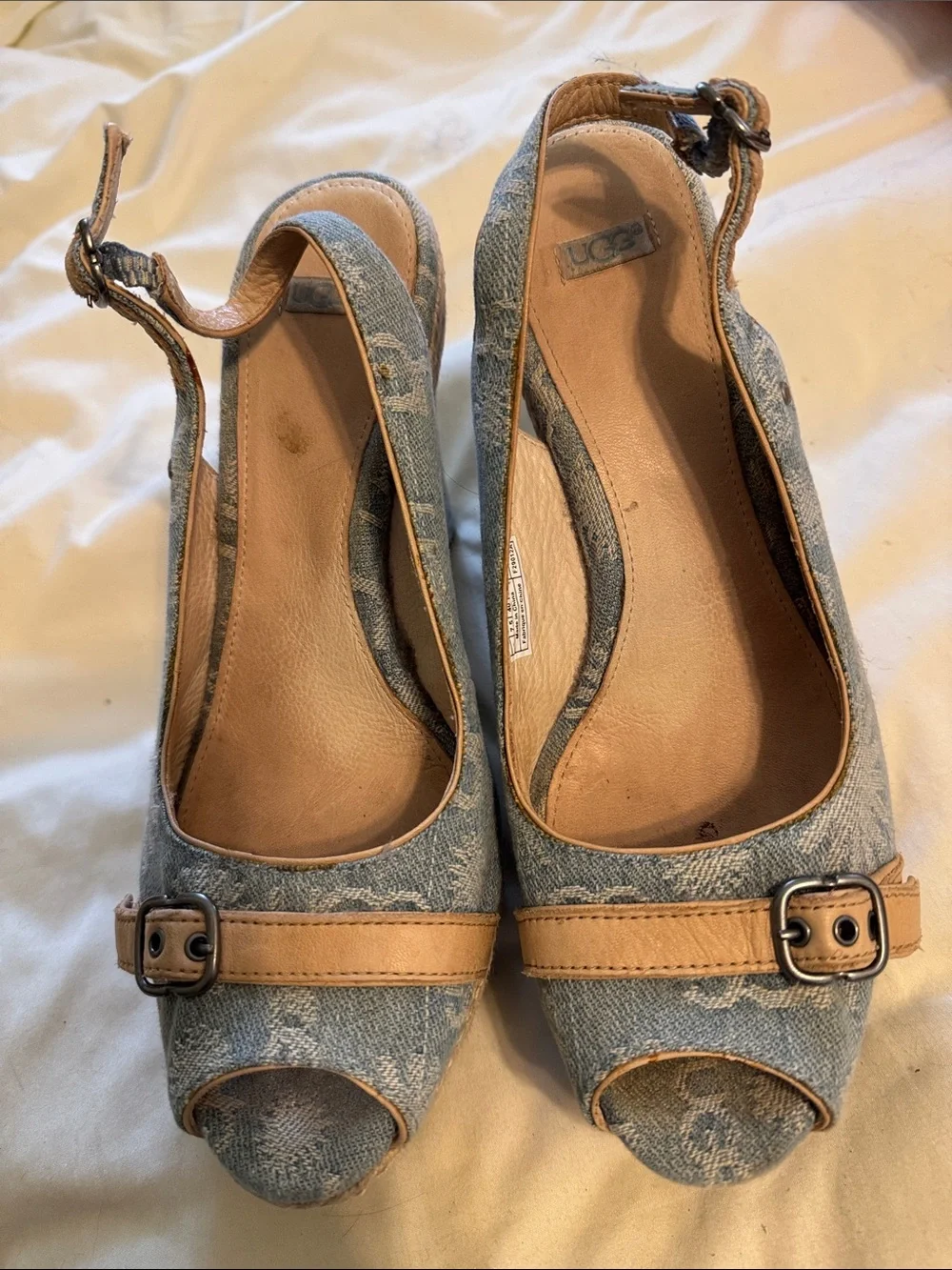 Blue Espadrille Wedge Slingback Shoes
